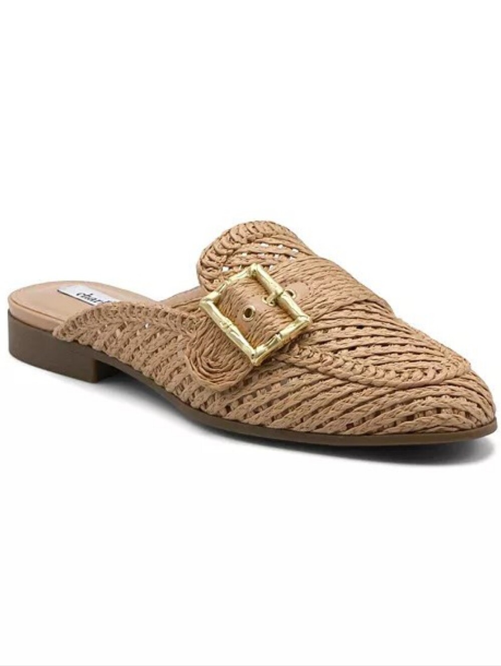 Charles David Tan Mules with Woven Design - 6 .